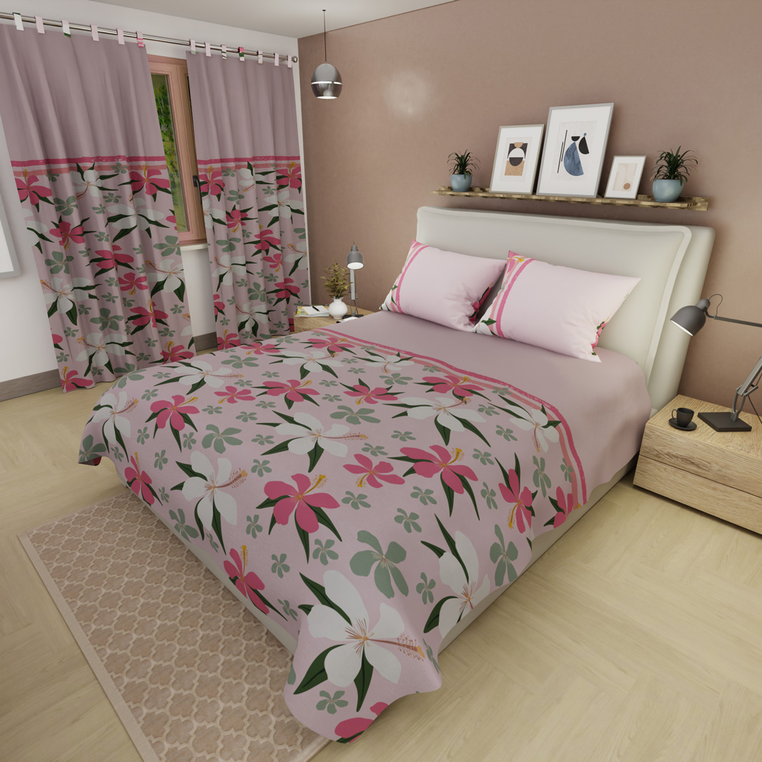 Juego de Sábanas Microfibra Suavizada Jungla Rubor Rosa