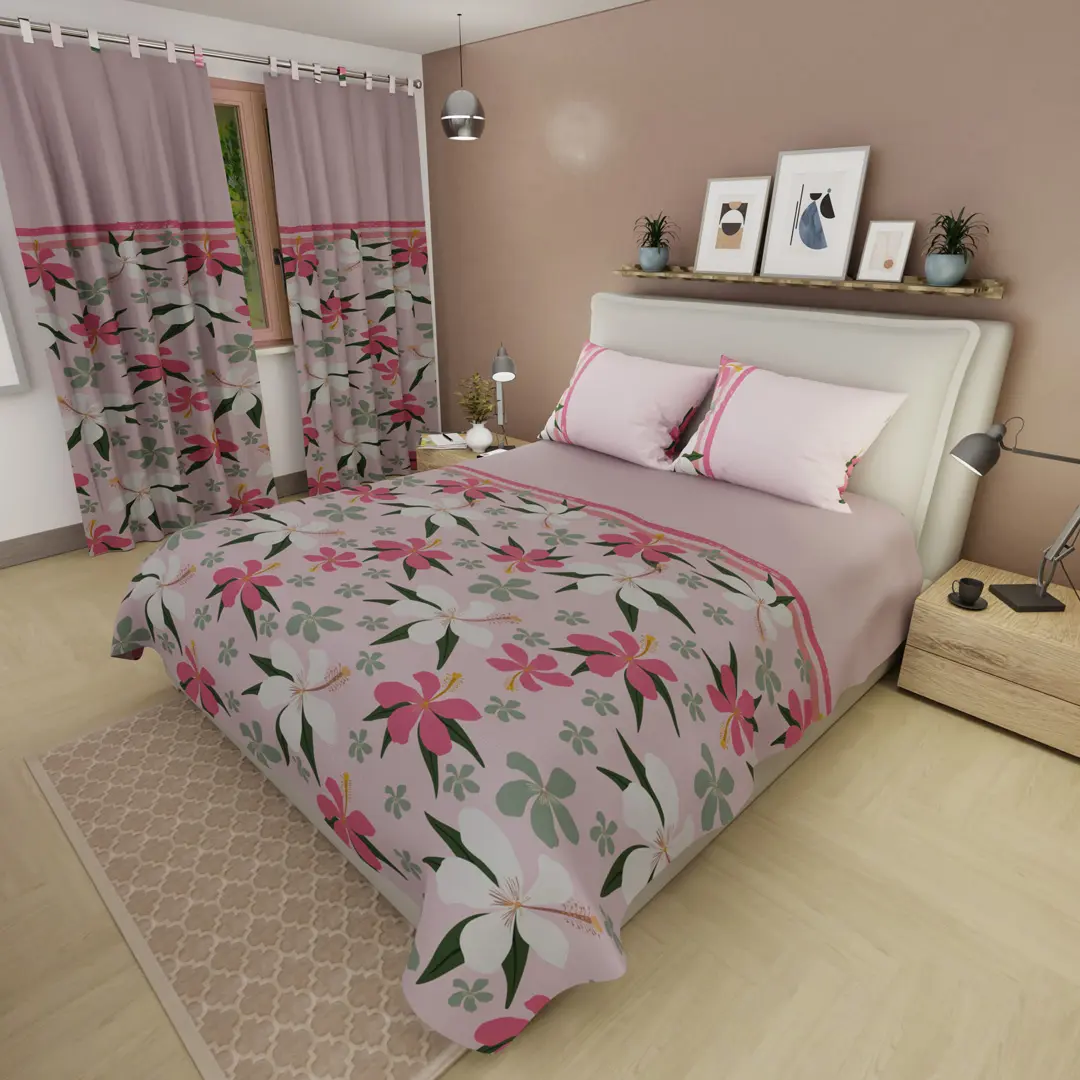 Juego de Sábanas Microfibra Suavizada Jungla Rubor Rosa