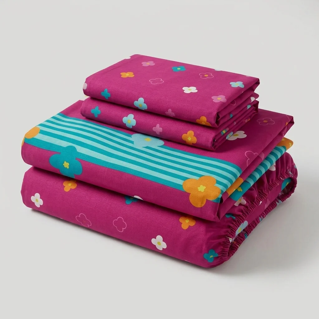 Juego De Sábanas Con Cortinas Fiesta Floral Fucsia-5