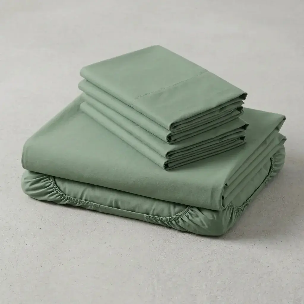 Juego De Sabanas 4 Fundas Verde-5