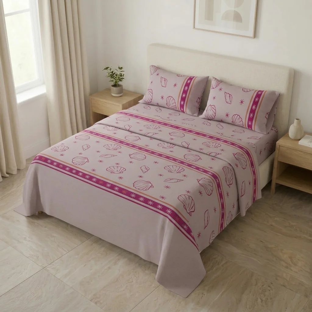 Juego de Sábanas Microfibra Suavizada Coral Marino Rosa