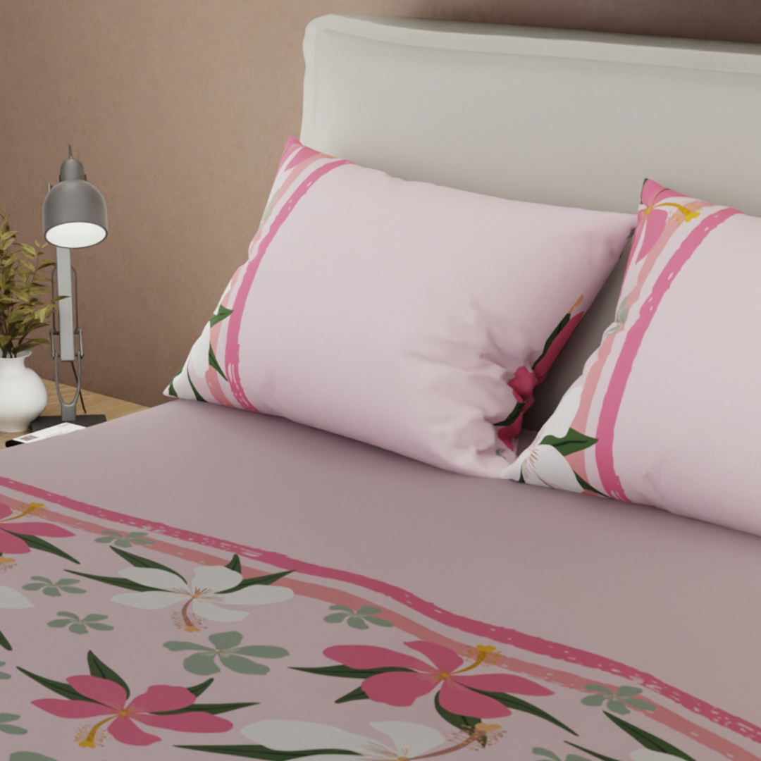 Juego De Sábanas Con Cortinas Jungla Rubor Rosa-2