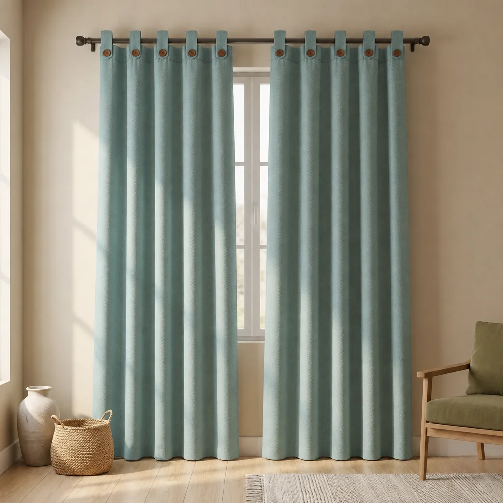 Cortina Ramia Boton Ancestral Verde Clasica