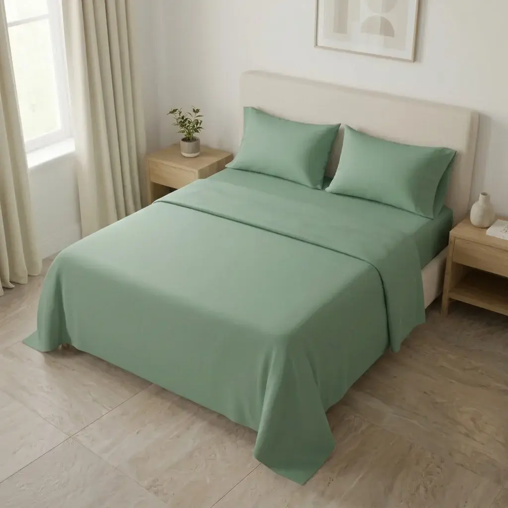 Juego De Sabanas 4 Fundas Verde