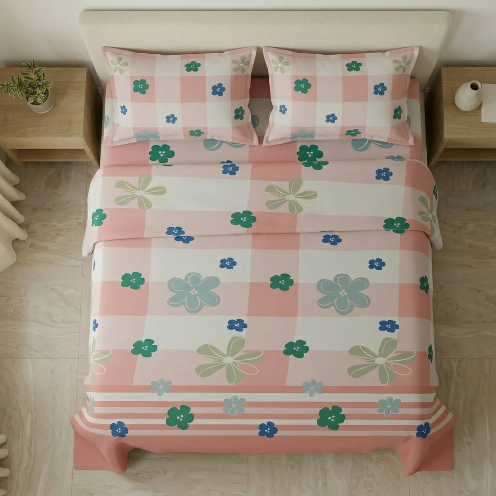 Juego de Sábanas Microfibra Suavizada  Rosella Floral Salmon-2