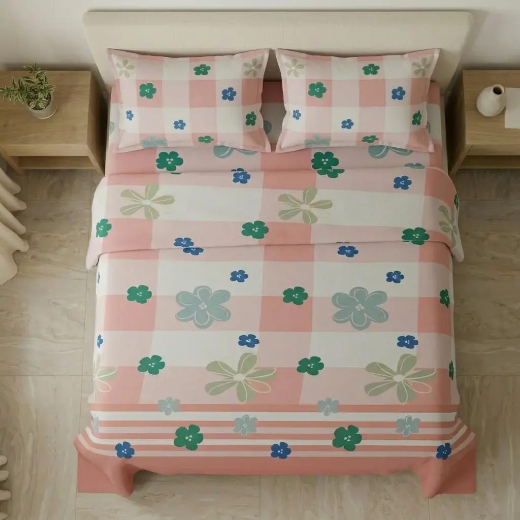 Juego de Sábanas Microfibra Suavizada  Rosella Floral Salmon-2