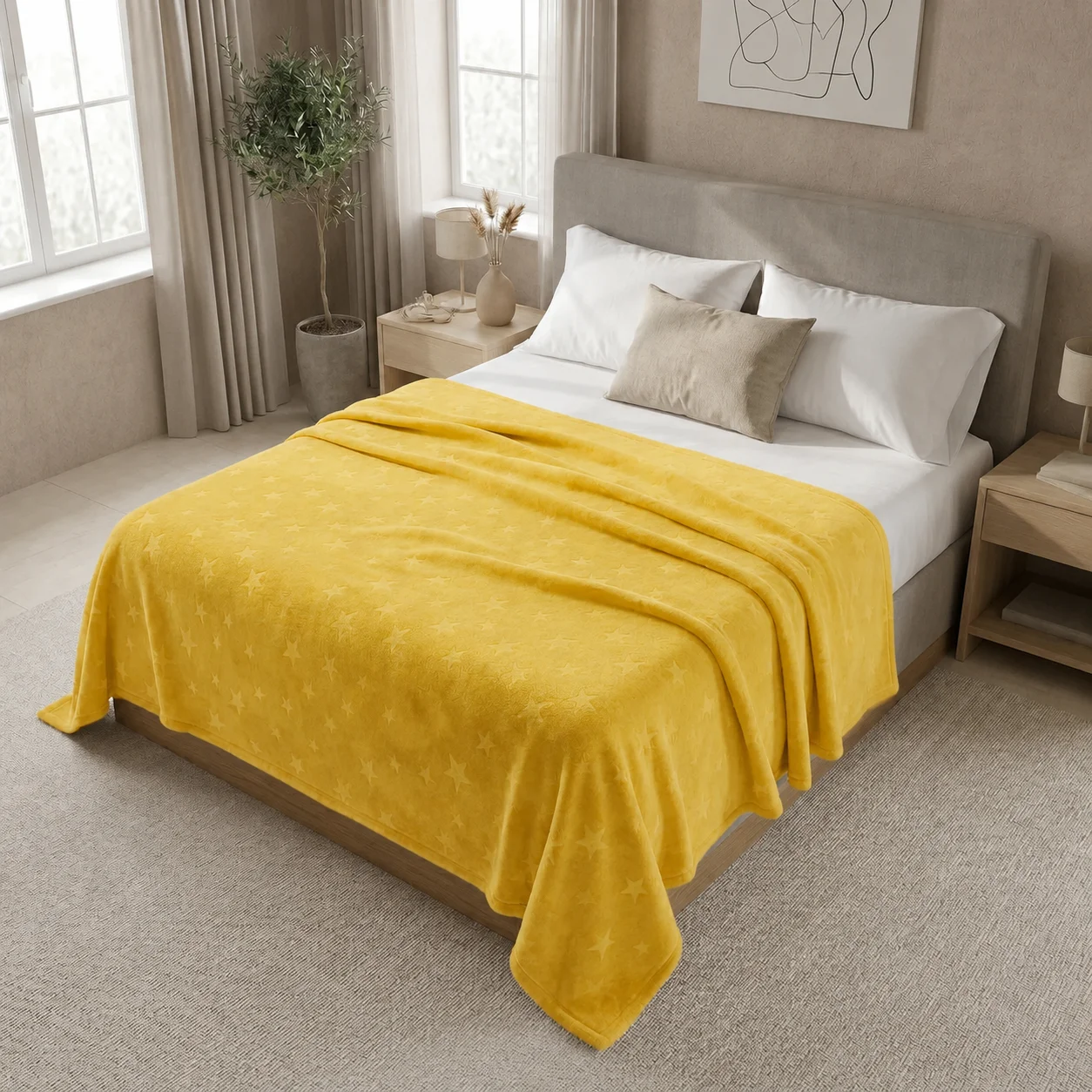 Cobija Comfortsoft Amarilla Estrellas Suave