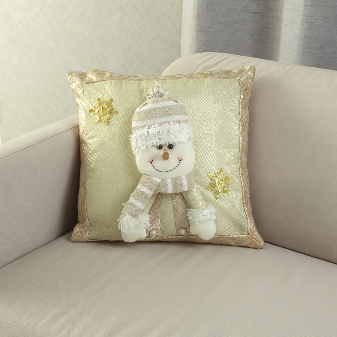 Forro Cojín Decorativo Navidad con Aplique Copito Dorado