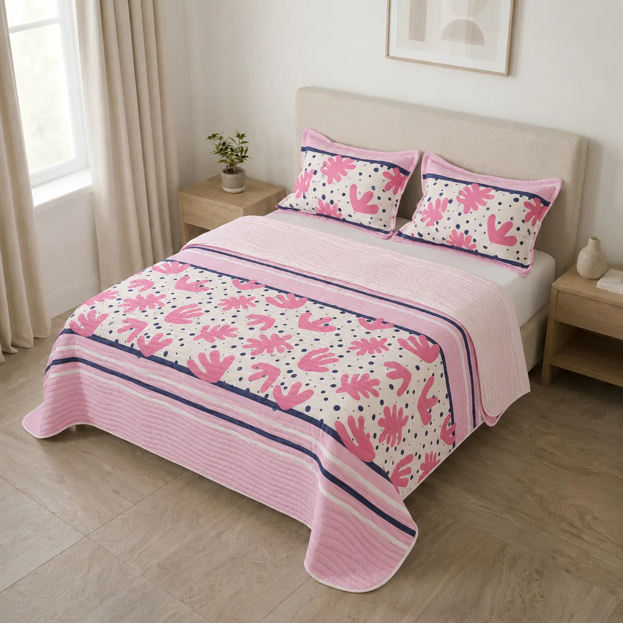 Cubrelecho Estampado Prensado Doble Faz Artística