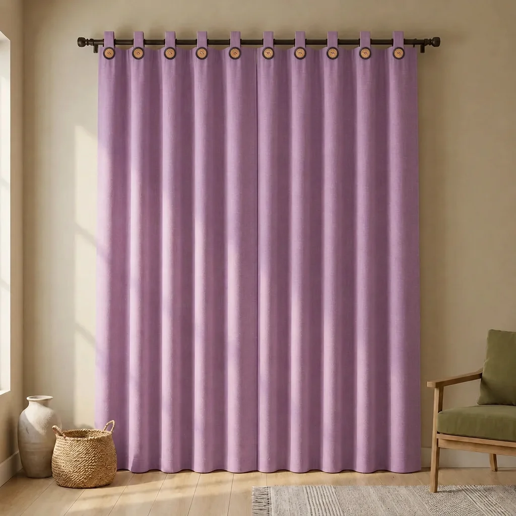 Cortina Ramia Boton Ancestral Morado Clasica-6