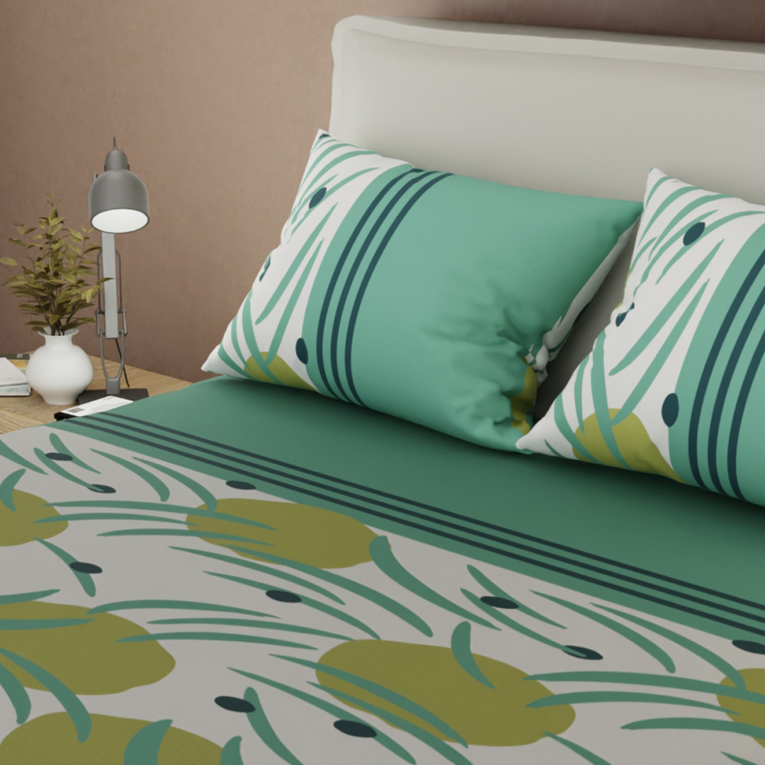 Sábana Ajustable Navy Bloom Green-2