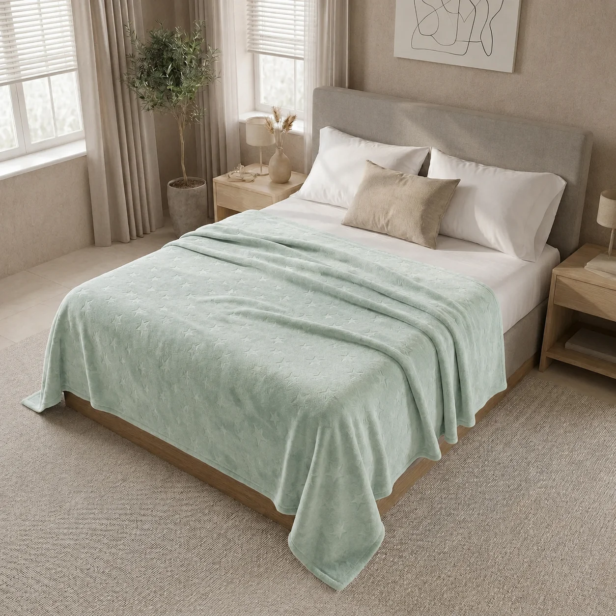 Cobija Comfortsoft Menta Estrellas Suave