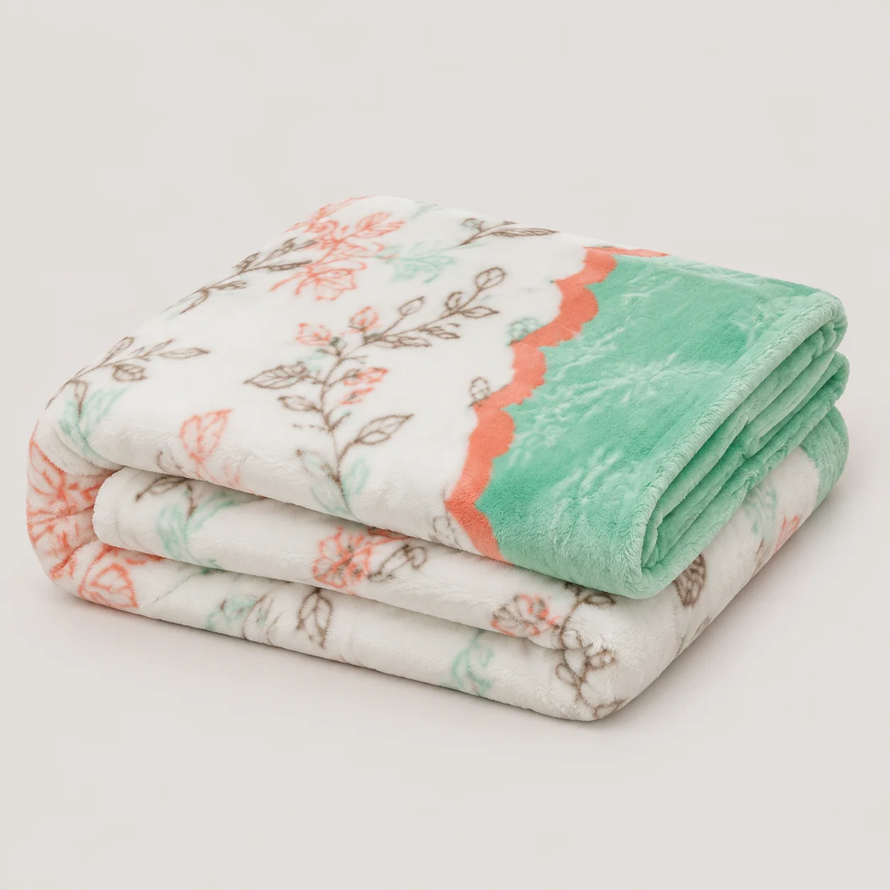 Cobija Piel De Durazno Estampada Hojas de Verano-5