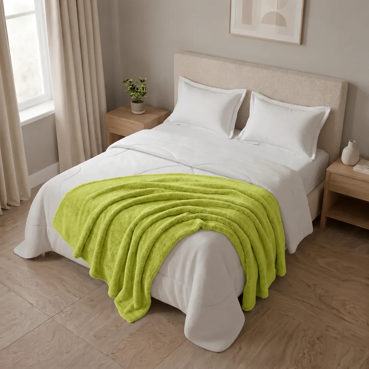 Cobija Piel Durazno Soft Verde Lima