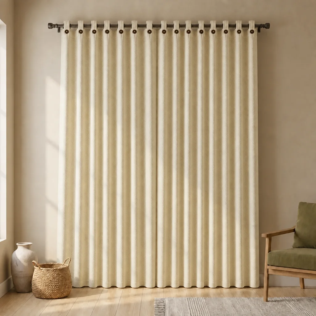 Cortina Ramia Boton Ancestral Beigue Clasica-6
