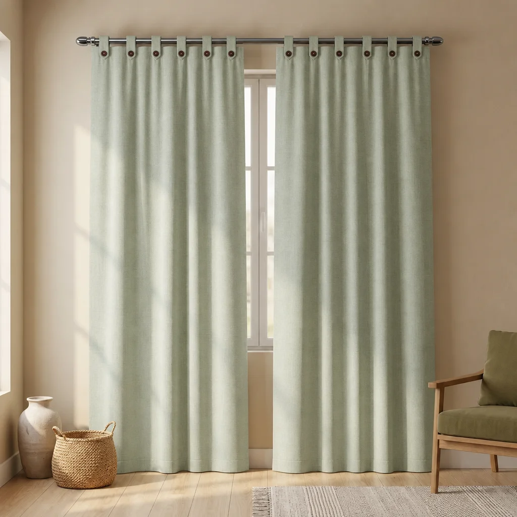 Cortina Lino Boton Ancestral Beige Neutrales