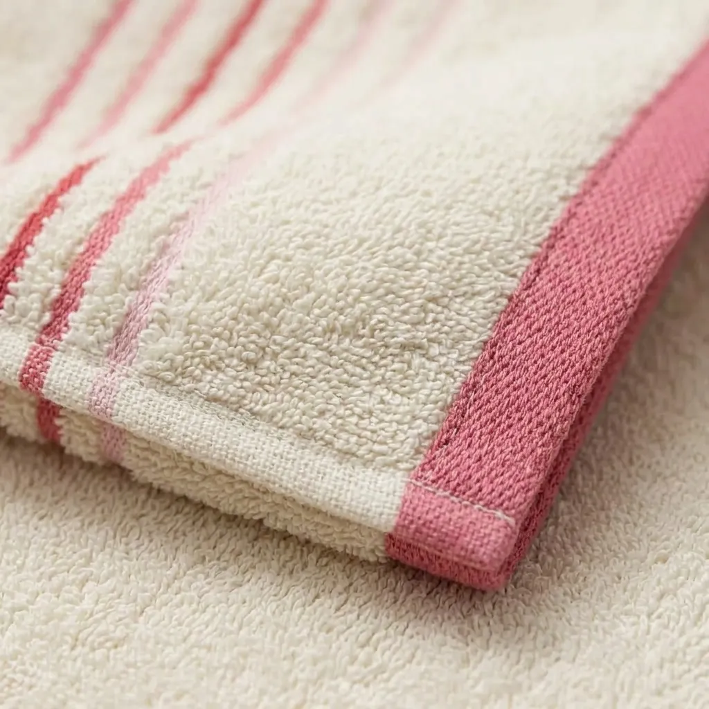 Toalla Mediterráneo Crema Con Linea Fucsia 550 Gr-2
