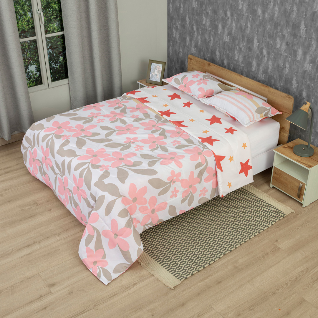 Cubrelecho Semiacolchado Doble Faz Starry Rose