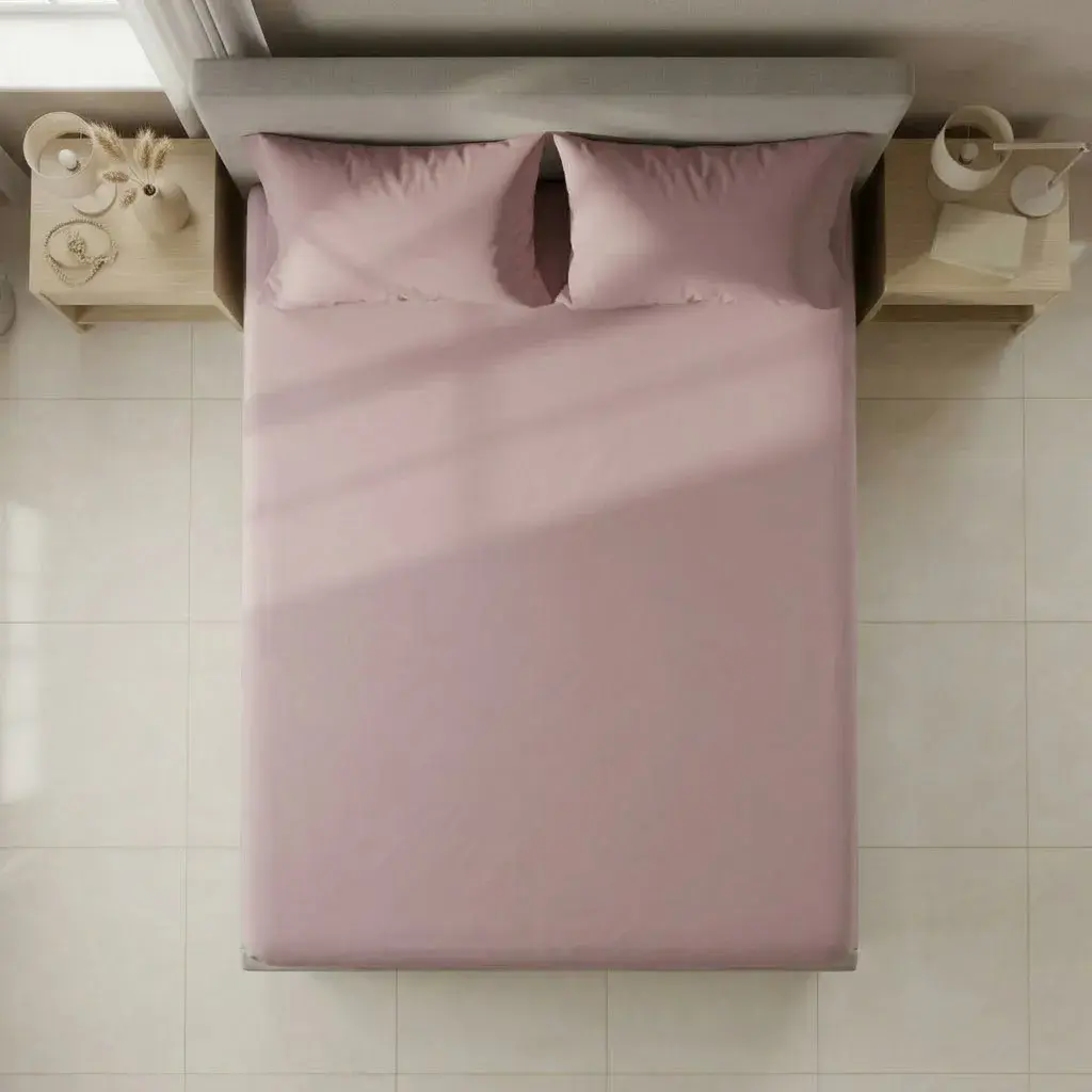Sábana Ajustable Unicolor Microfibra Suavizada Rosa-2
