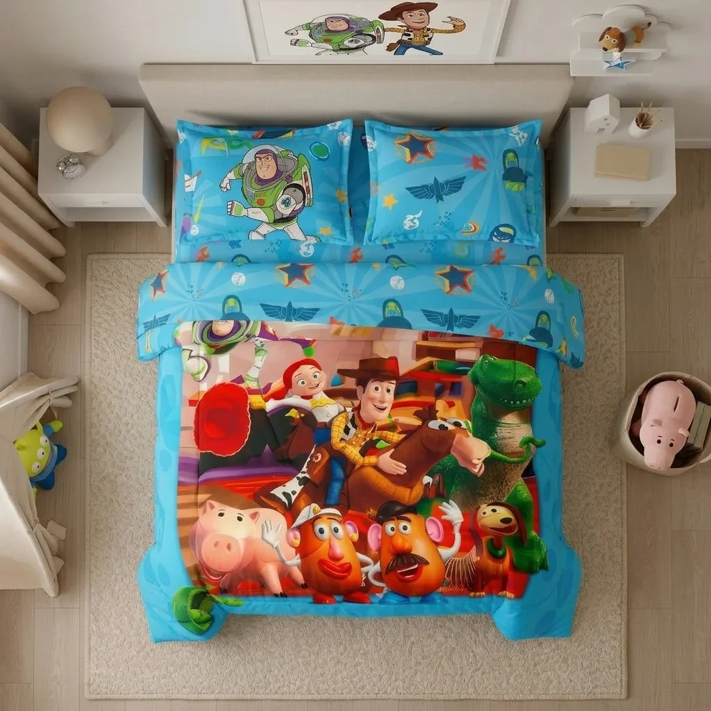 Cubrelecho Acolchado Disney Core Toy Story Celeste Estampados Animados-2