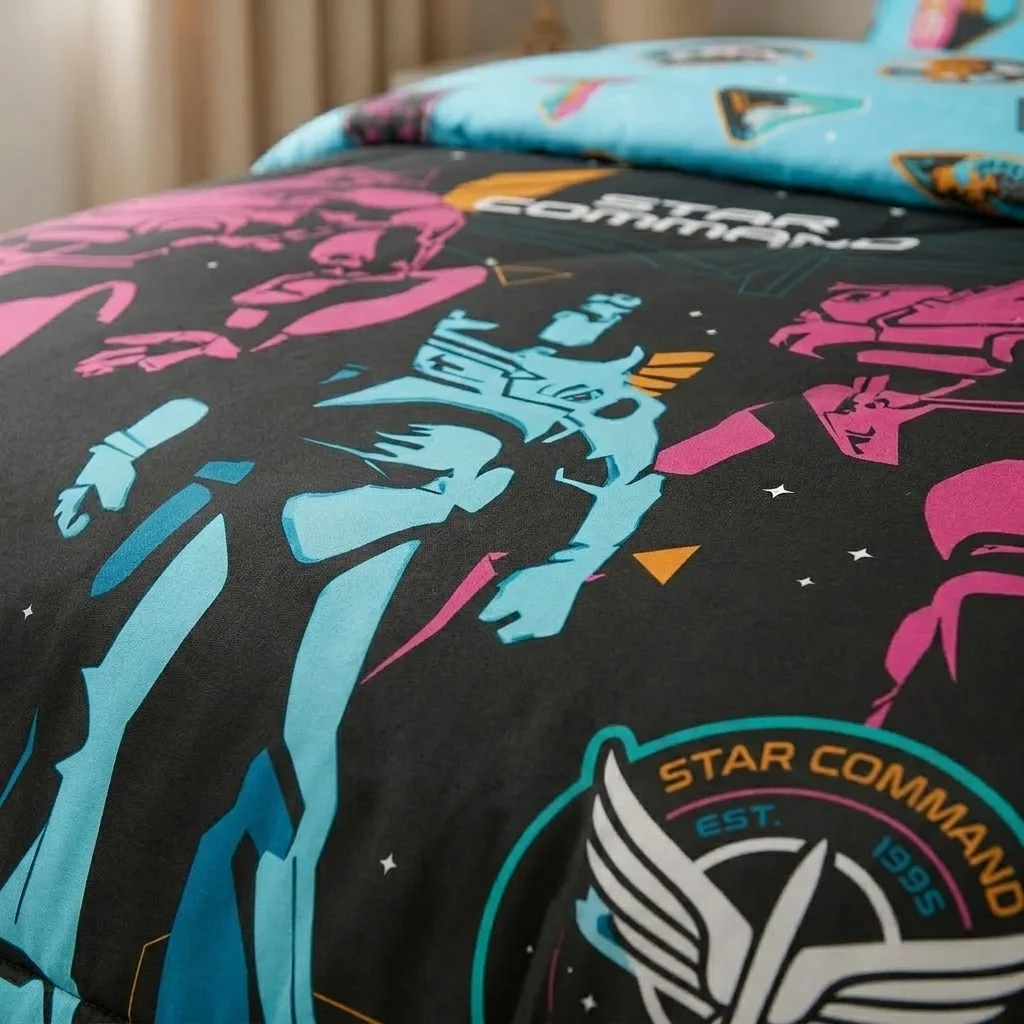 Cubrelecho Acolchado Cama Semidoble Disney Lightyear Comando Estelar Negro Estampados Animados-4