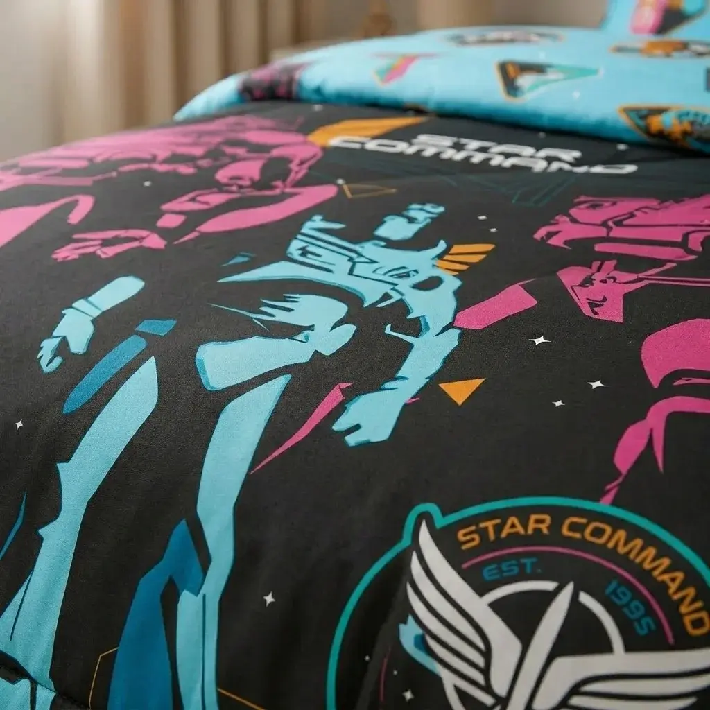Cubrelecho Acolchado Cama Semidoble Disney Lightyear Comando Estelar Negro Estampados Animados-4