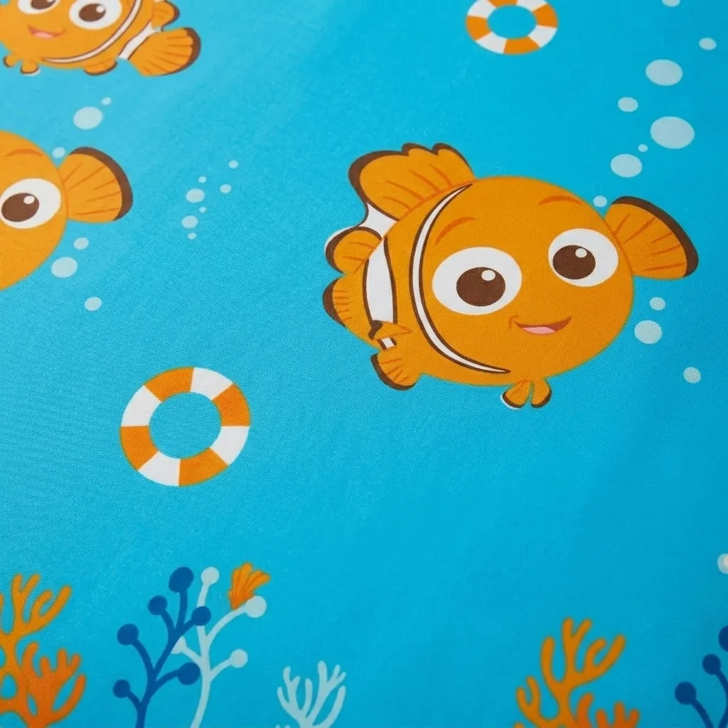 Cubrelecho Acolchado Disney Buscando A Nemo Celeste Estampados Animados-4