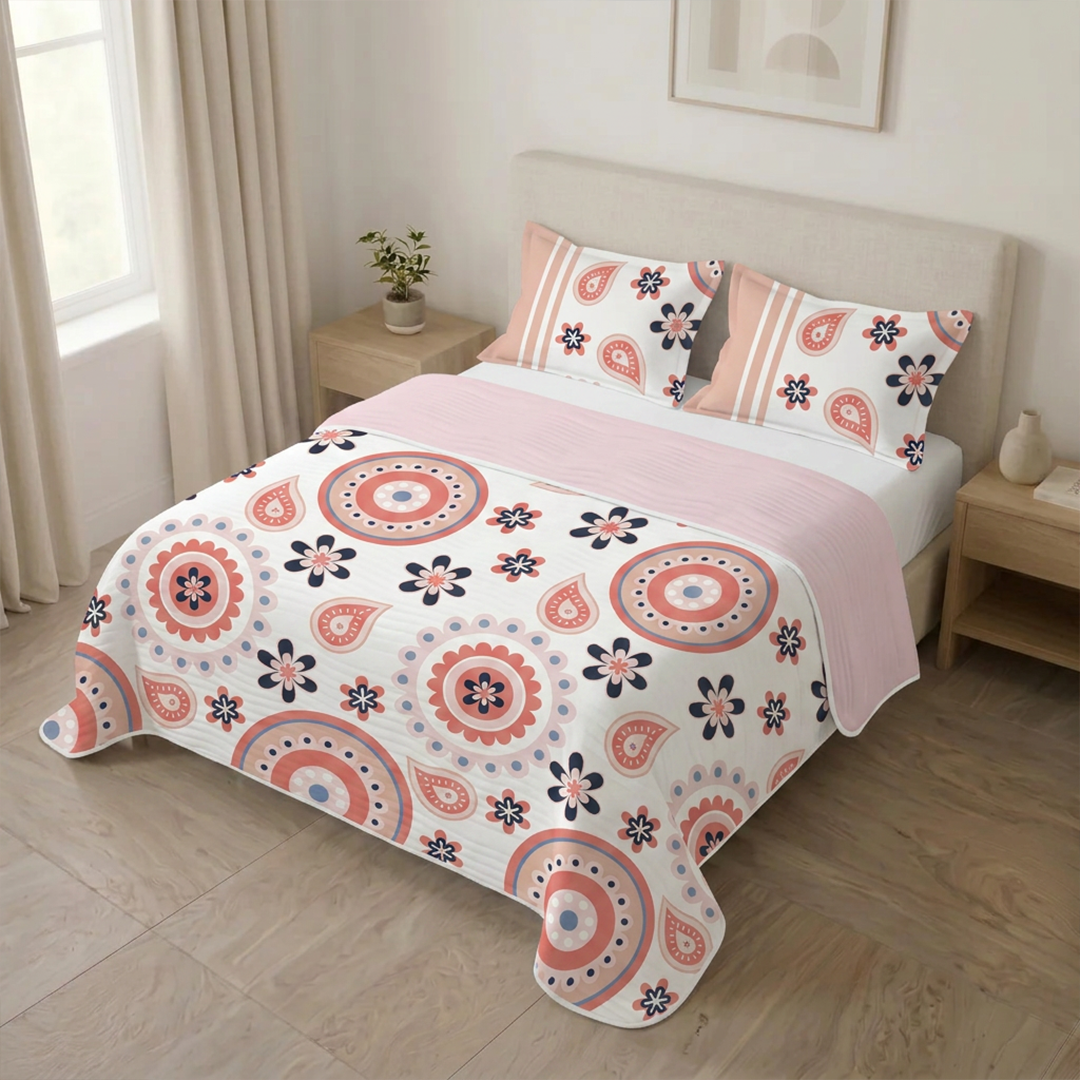 Cubrelecho Estampado Prensado Doble Faz Brisa de Lirio-3