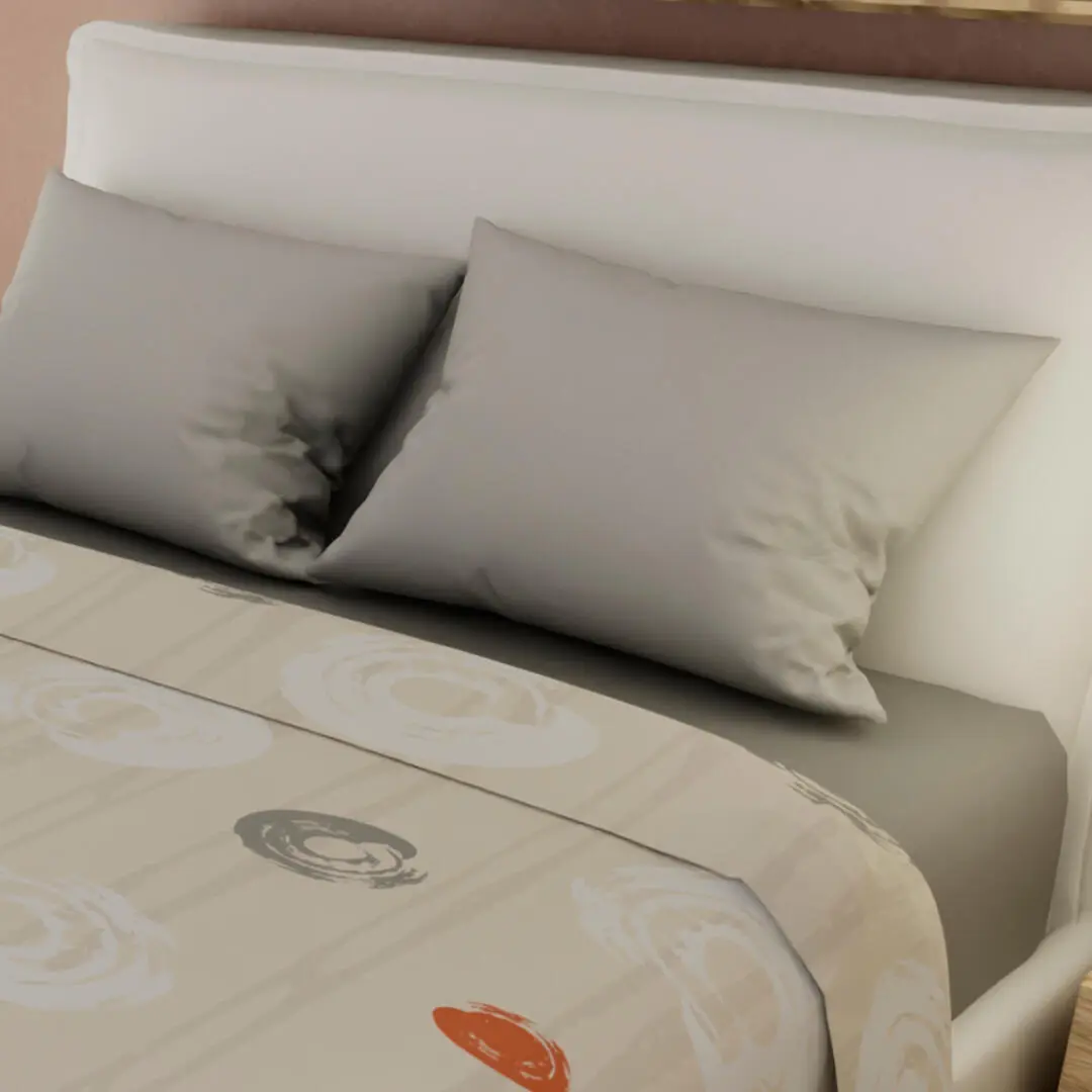 Juegos De Sabanas Tendenza Ajustable Gris Sobresabana Beige Círculos Confortable-2