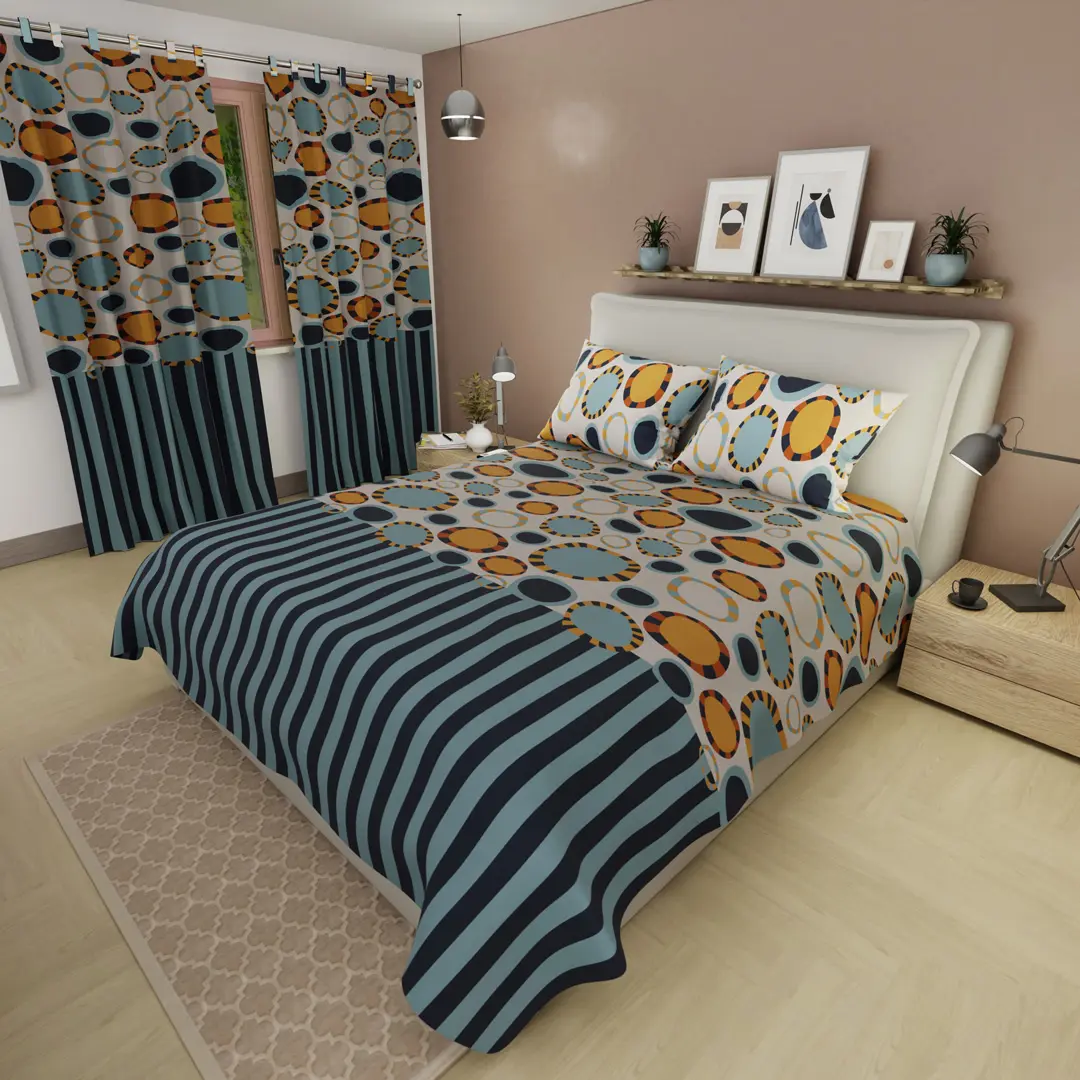 Juego De Sábanas Con Cortinas Dynamic Stripes