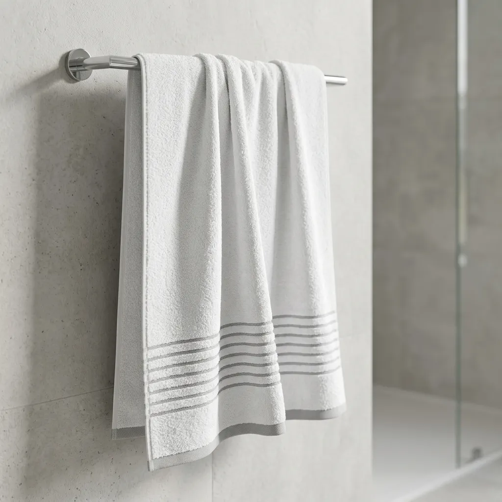 Toalla Mediterráneo Blanca Con Linea Gris  550 Gr-6