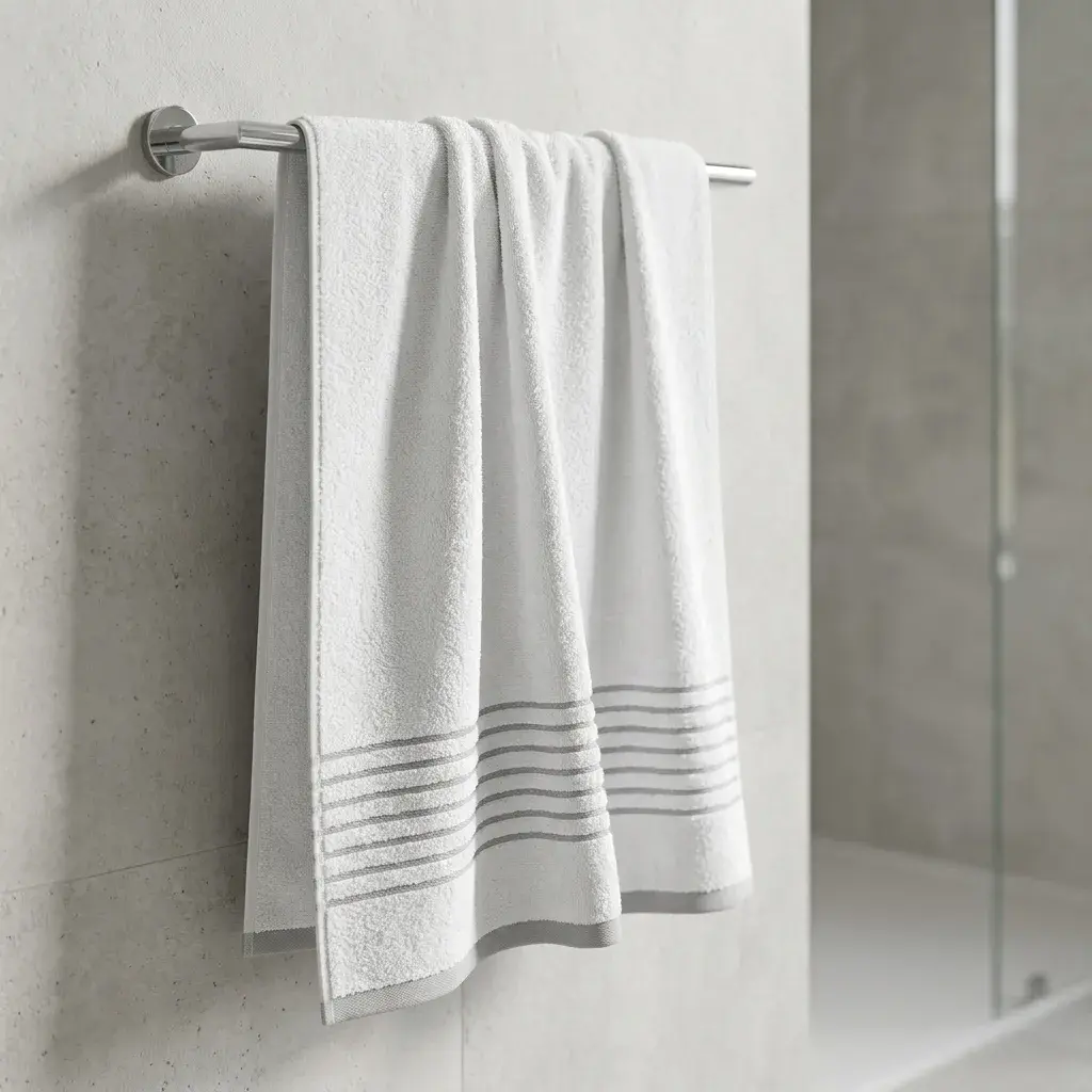 Toalla Mediterráneo Blanca Con Linea Gris  550 Gr-6