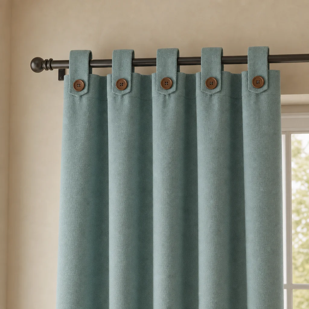 Cortina Ramia Boton Ancestral Verde Clasica-3