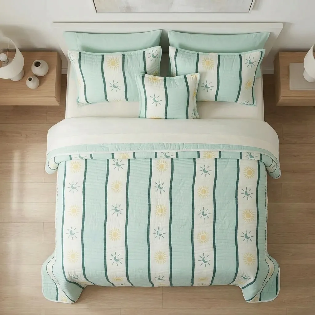 Cubrelecho Estampado Prensado Doble Faz Luna Celestial-2