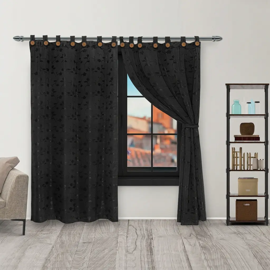 Cortina Yacar Boton Negro Elegante