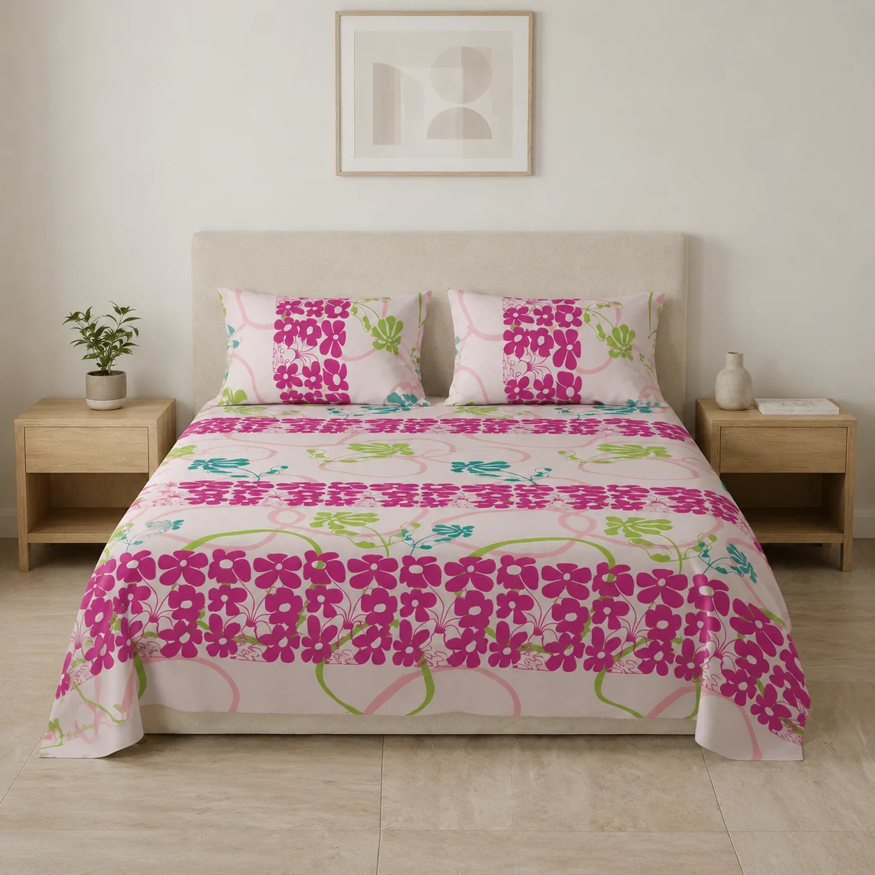 Juego de Sábanas Microfibra Suavizada Petalia Fucsia-3