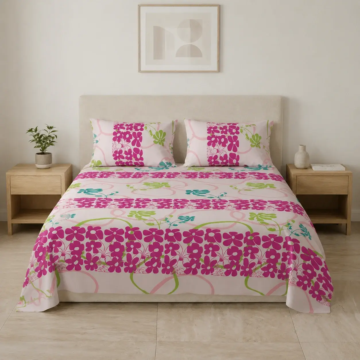 Juego de Sábanas Microfibra Suavizada Petalia Fucsia-3