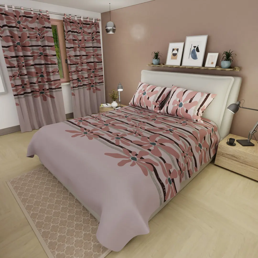 Juego de Sábanas Microfibra Suavizada Coral Bloom Rosa
