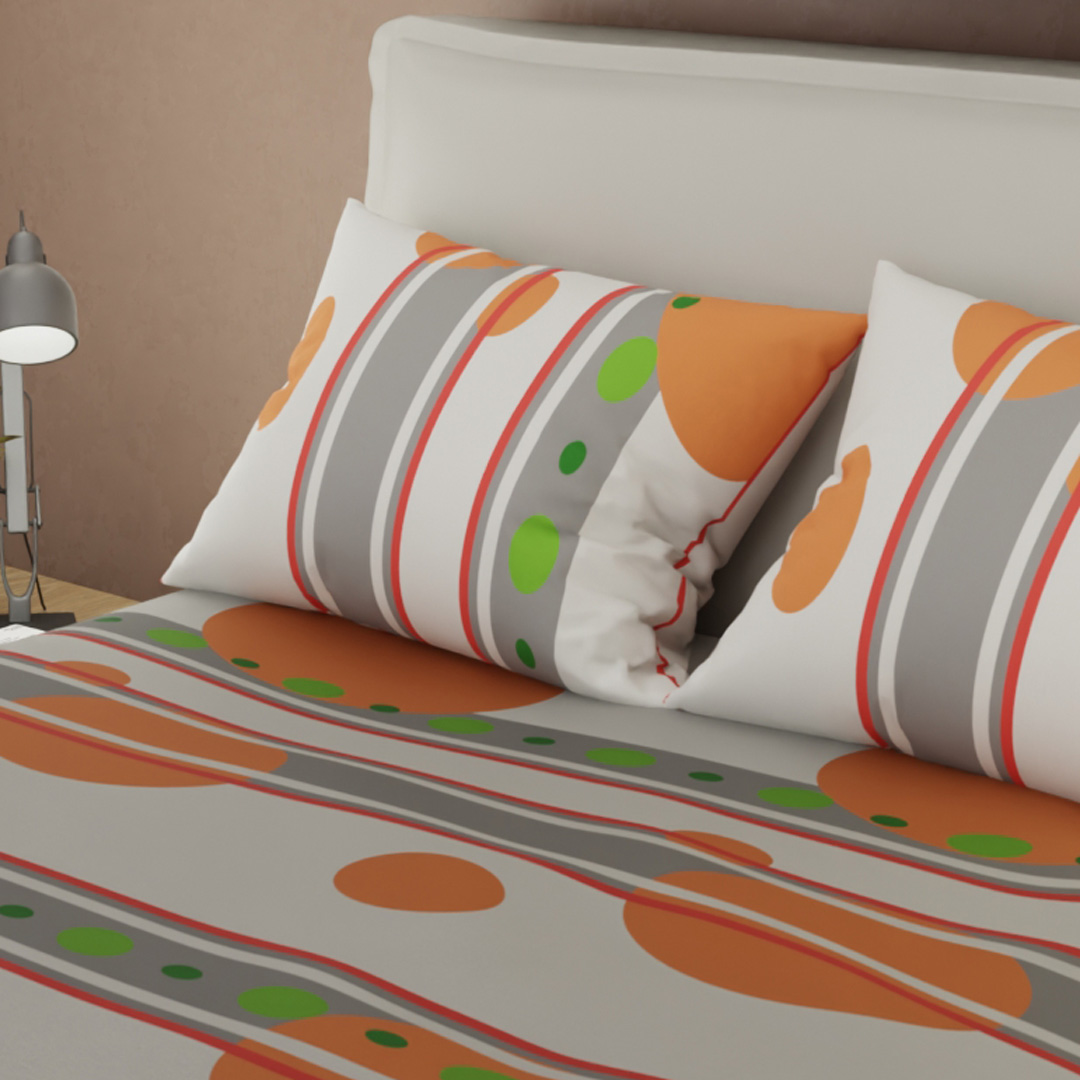 Juego de Sábanas Microfibra Suavizada Esfera Naranja-2