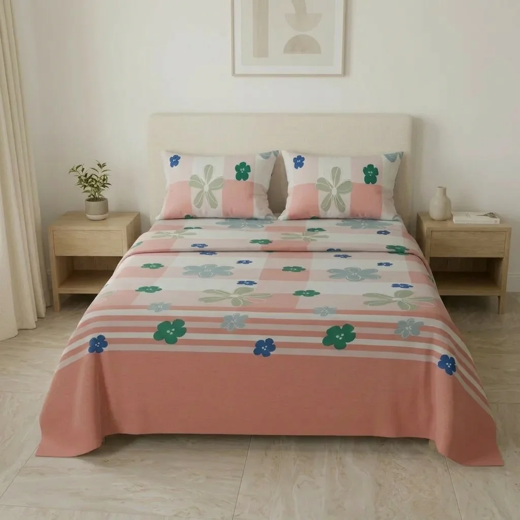 Juego de Sábanas Microfibra Suavizada  Rosella Floral Salmon-3