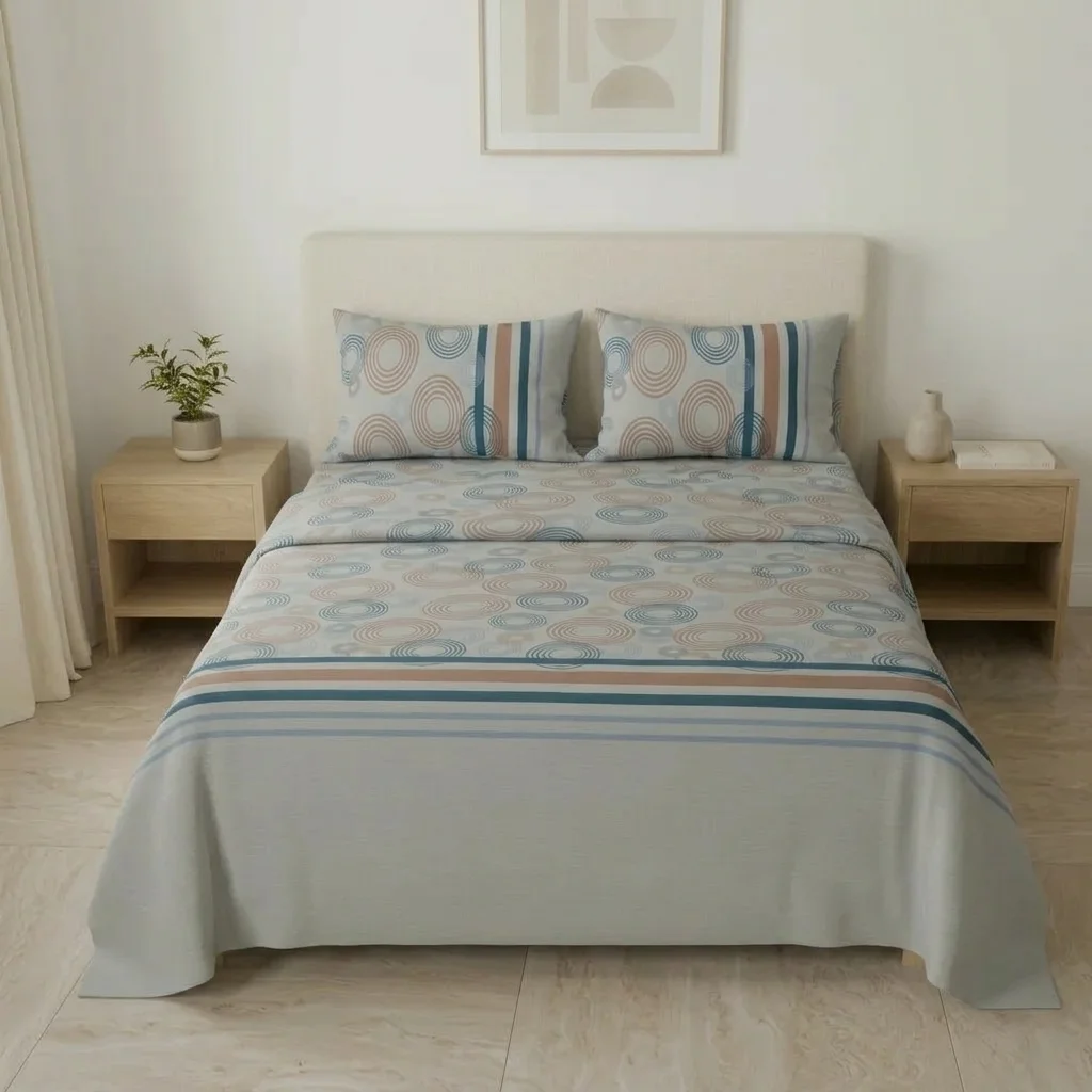 Juego de Sábanas Microfibra Suavizada Ripple Mint Azul-3