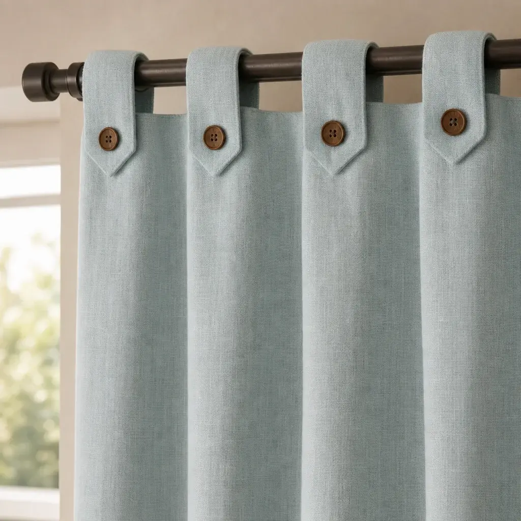 Cortina Lino Boton Ancestral Azul Neutrales-3