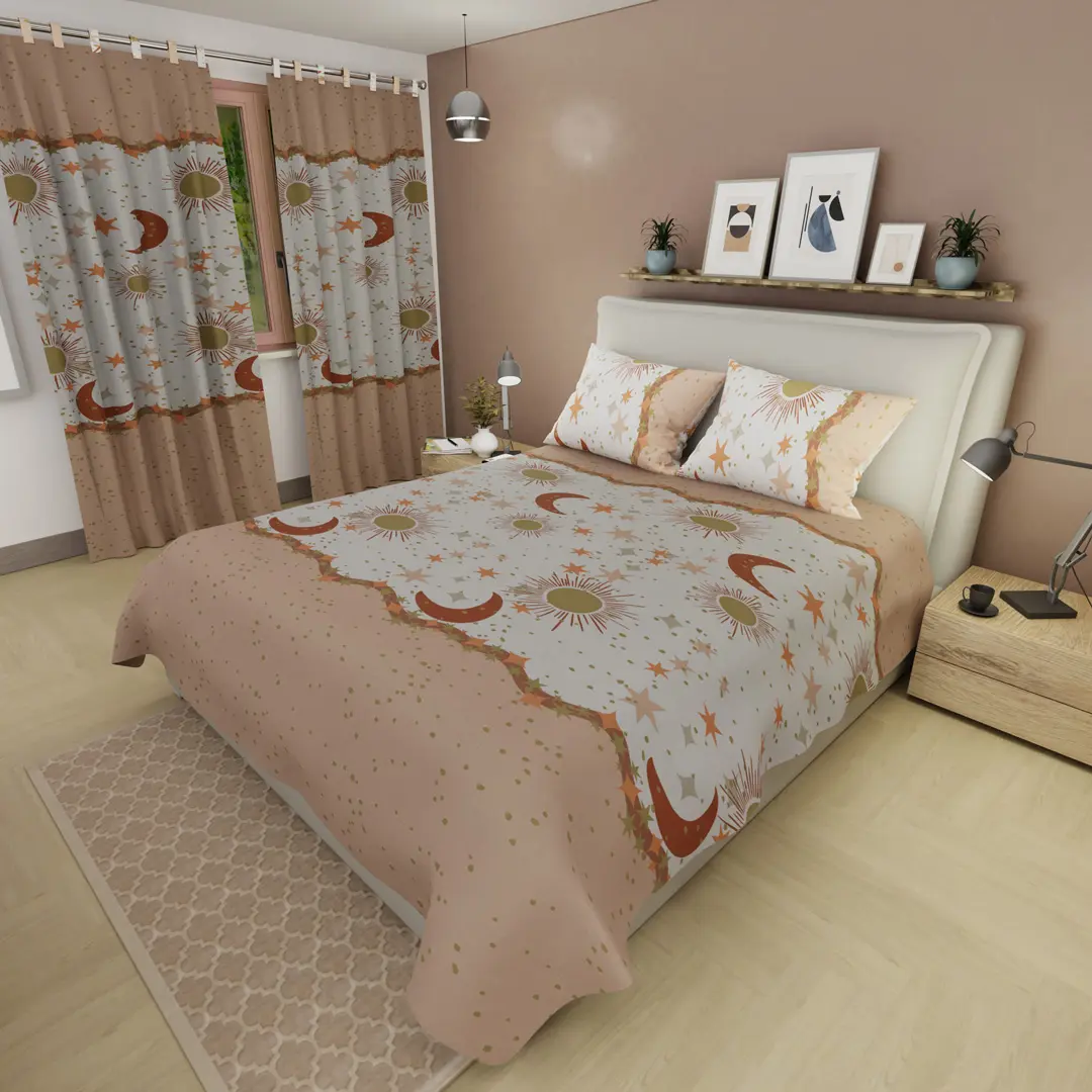 Juego de Sábanas Microfibra Suavizada Cielo Encantado Crema