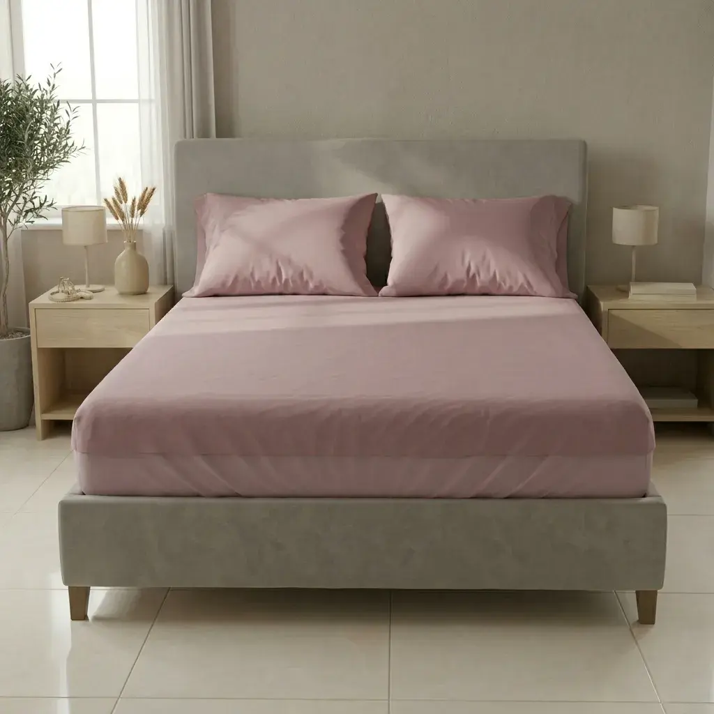 Sábana Ajustable Unicolor Microfibra Suavizada Rosa-3