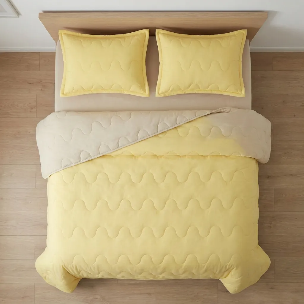 Cubrelecho Acolchado Cotton Sense Solo Fondo Amarillo -Beige-2