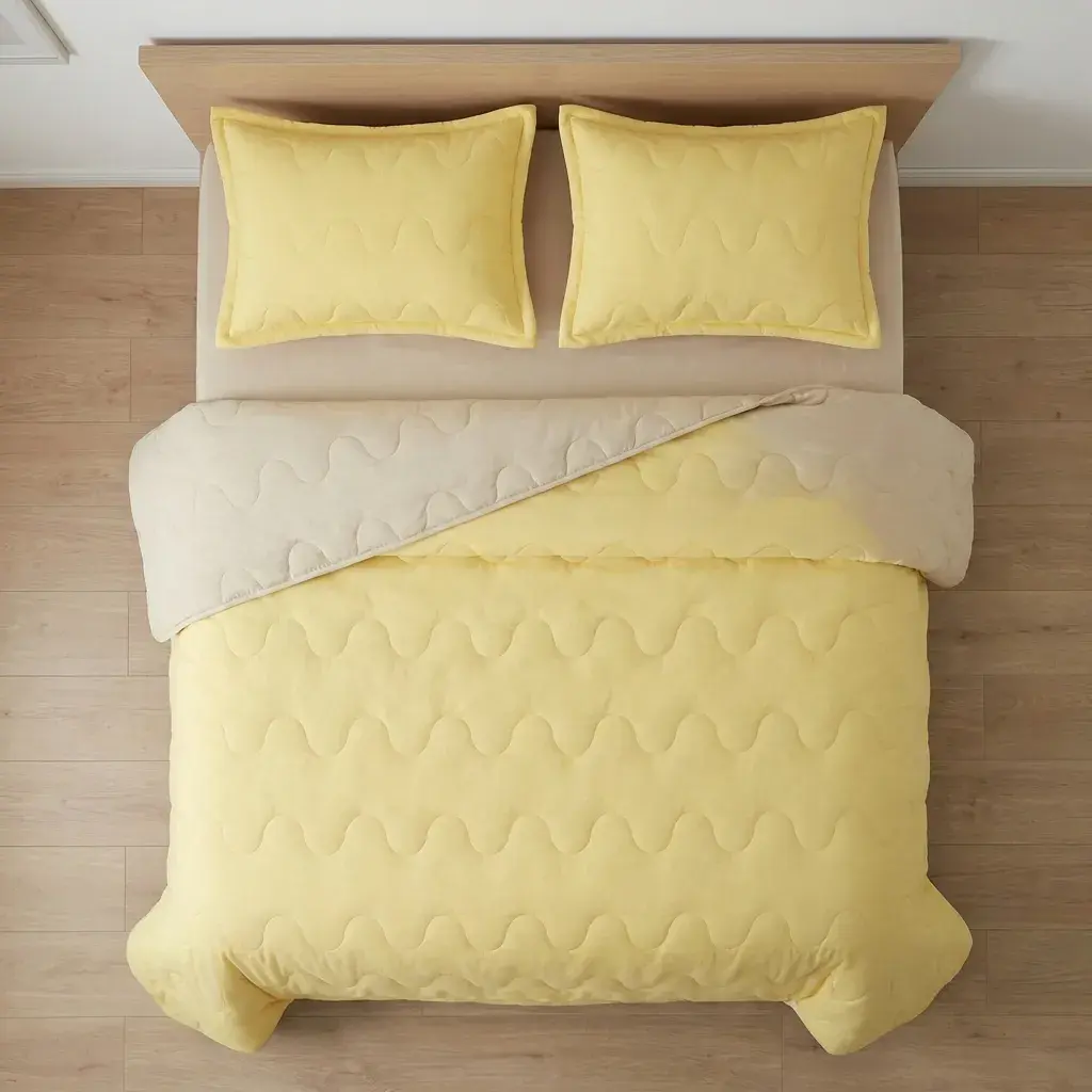 Cubrelecho Acolchado Cotton Sense Solo Fondo Amarillo -Beige-2