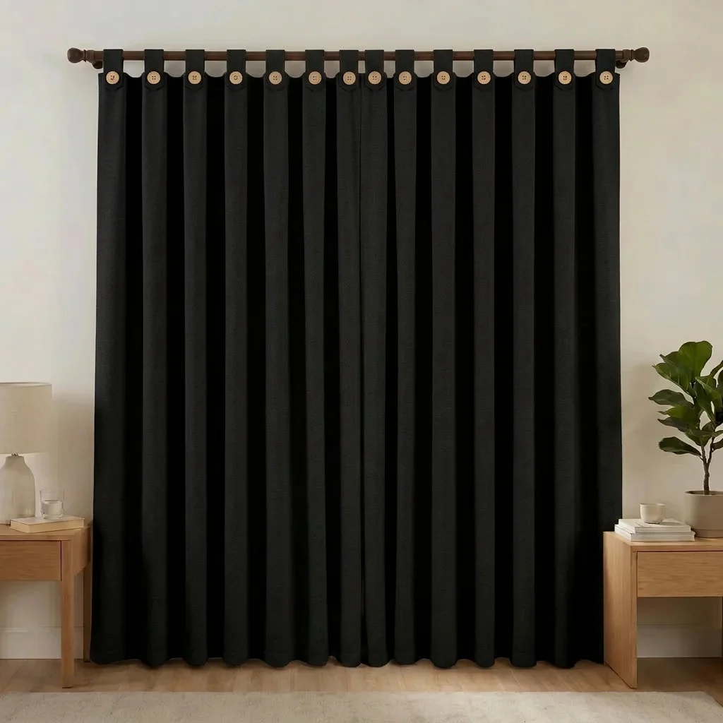 Cortina Black Out Anti-Luz Baltica Boton Negra Aislantes-6
