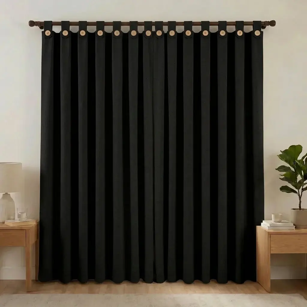 Cortina Black Out Anti-Luz Baltica Boton Negra Aislantes-6
