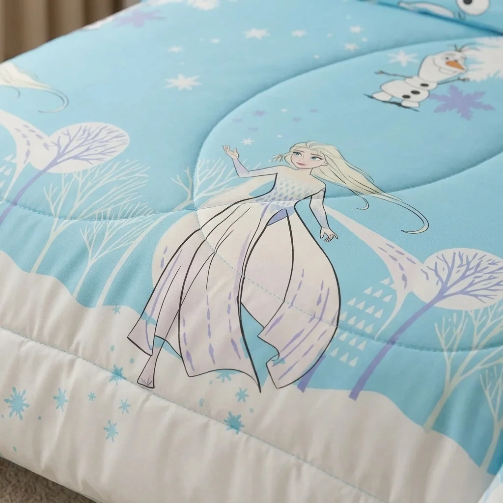 Cubrelecho Acolchado Disney Frozen Celeste Estampados Animados-4