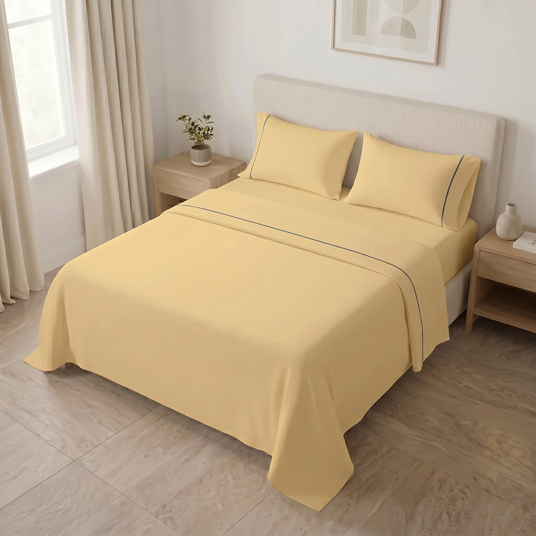 Juego De Sábanas Línea Básicos Amarillo